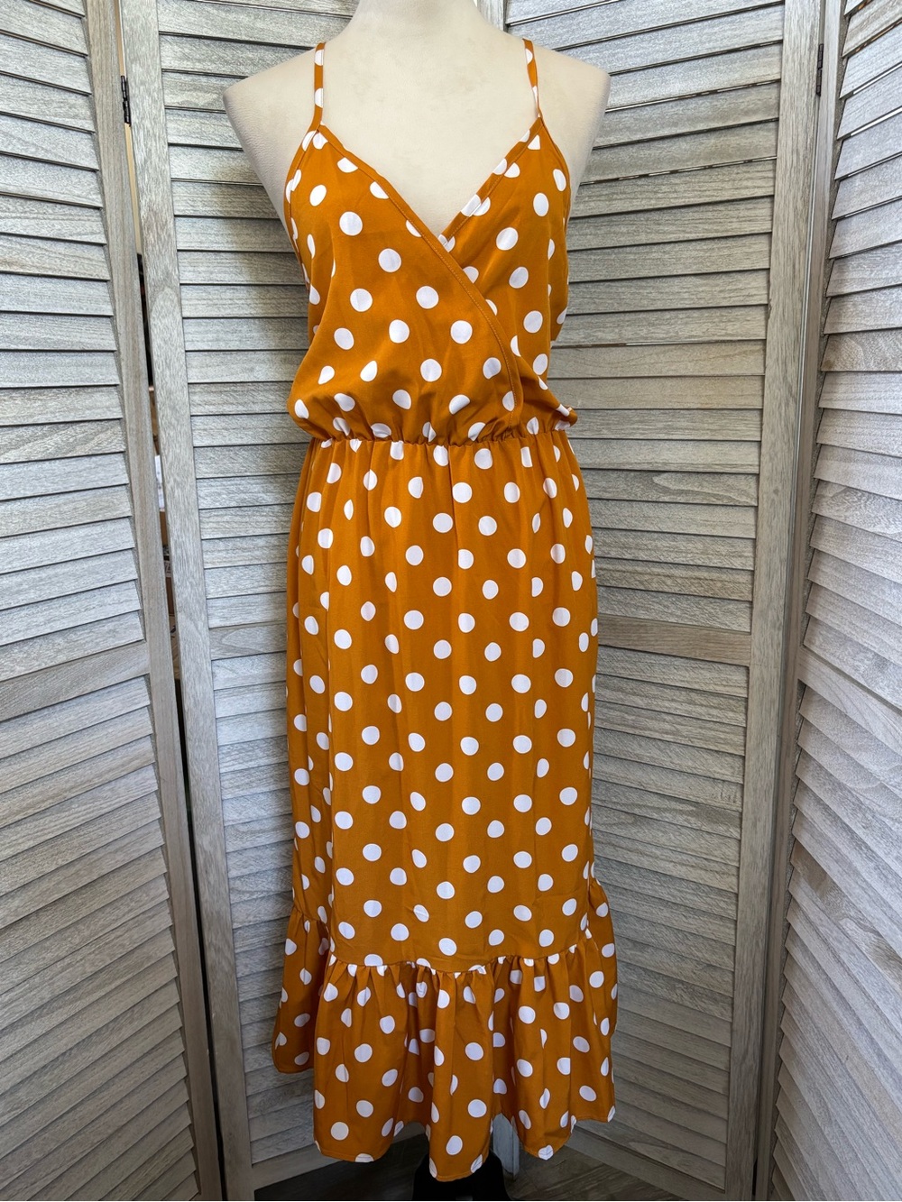 SHEIN NEW (NWOT) Mustard Yellow Polka Dot Dress 1XL (fits like a US 12/14 size)